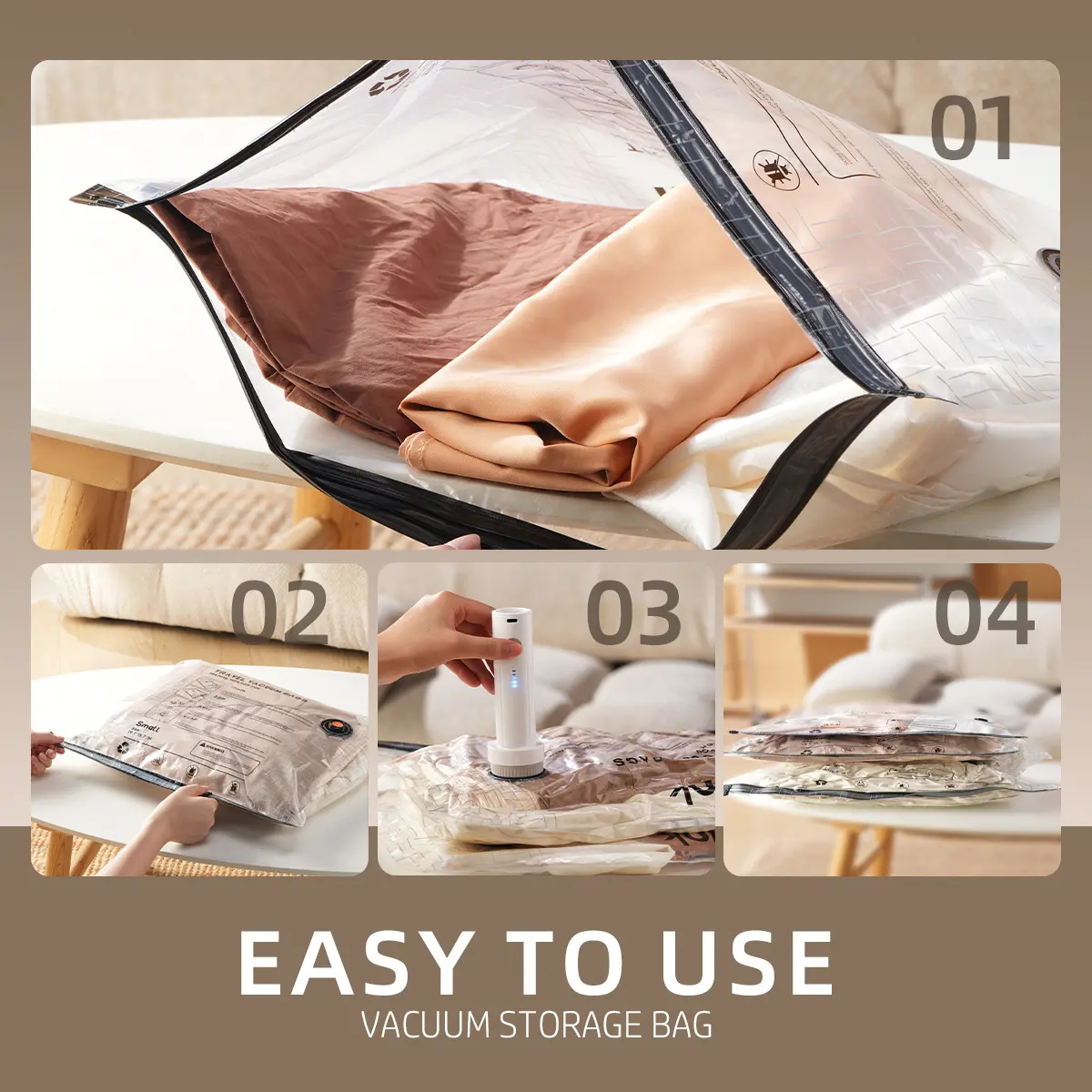 24-Pack Travel Vacuum Compression Bags with Electric Pump